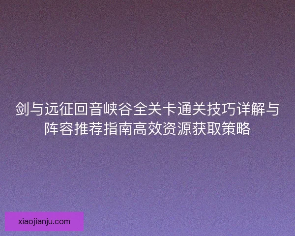 剑与远征回音峡谷全关卡通关技巧详解与阵容推荐指南高效资源获取策略