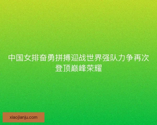 中国女排奋勇拼搏迎战世界强队力争再次登顶巅峰荣耀
