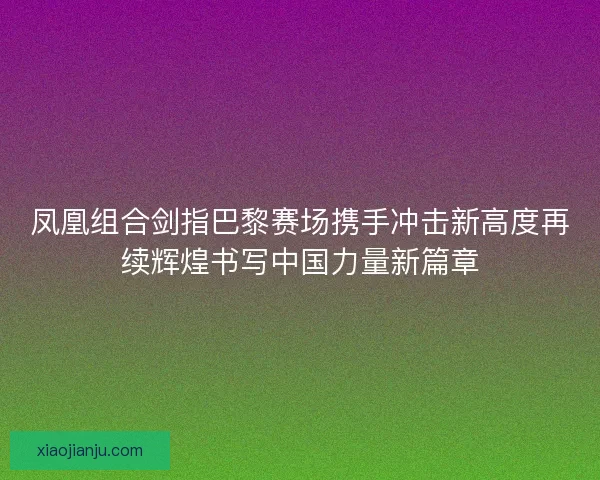 凤凰组合剑指巴黎赛场携手冲击新高度再续辉煌书写中国力量新篇章