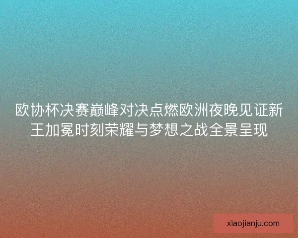 欧协杯决赛巅峰对决点燃欧洲夜晚见证新王加冕时刻荣耀与梦想之战全景呈现